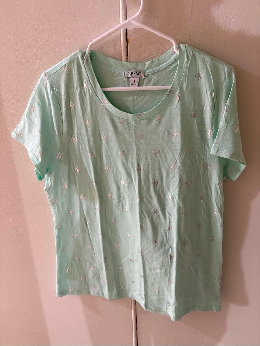 Old Navy Women's Mint Short Sleeve Tee with Metallic Detail